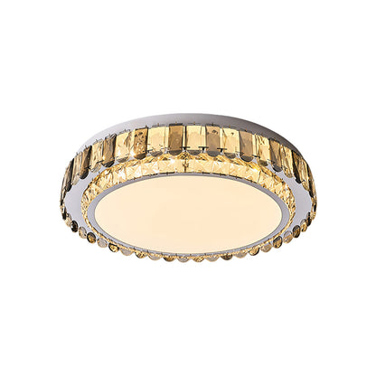 Multi-Layer Stacked Crystal Ring Flush Mount in Chrome Stainless Steel with 3-Step Colour Temperature in Four Sizes