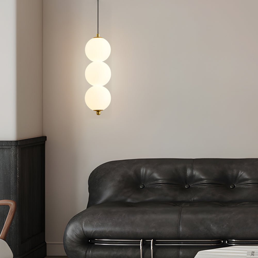 Stacked PE Ball Pendant Light with 3-Step Colour Temperature and Metal Hardware
