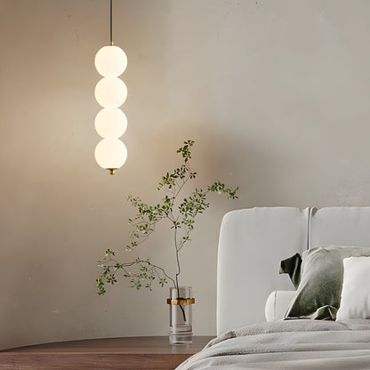 Stacked PE Ball Pendant Light with 3-Step Colour Temperature and Metal Hardware