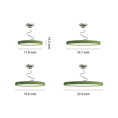 Twisted Rim Full-Spectrum LED Semi-Flush Ceiling Light — White / Green / Chrome