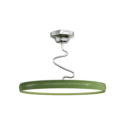 Twisted Rim Full-Spectrum LED Semi-Flush Ceiling Light — White / Green / Chrome