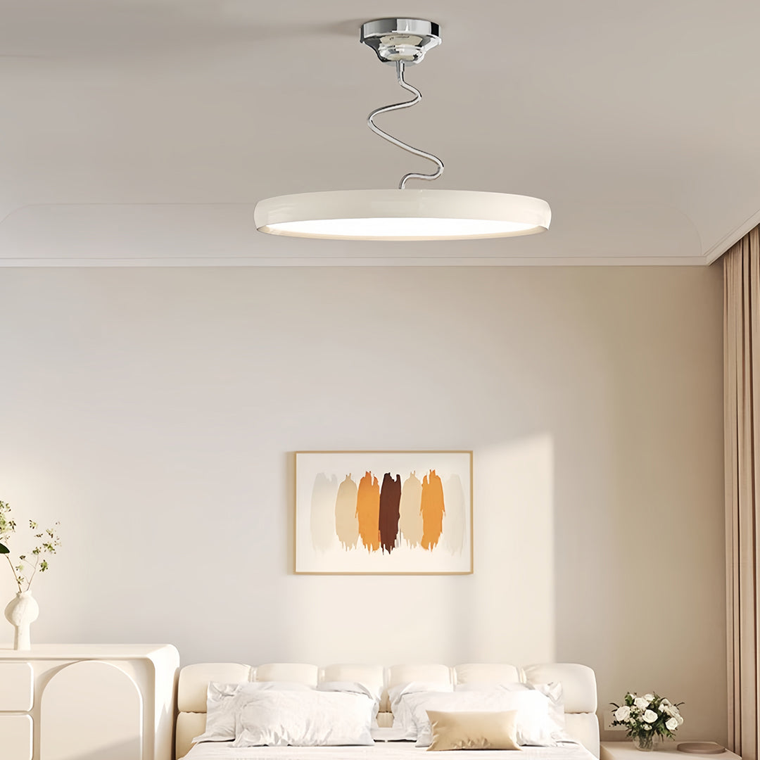 Twisted Rim Full-Spectrum LED Semi-Flush Ceiling Light — White / Green / Chrome