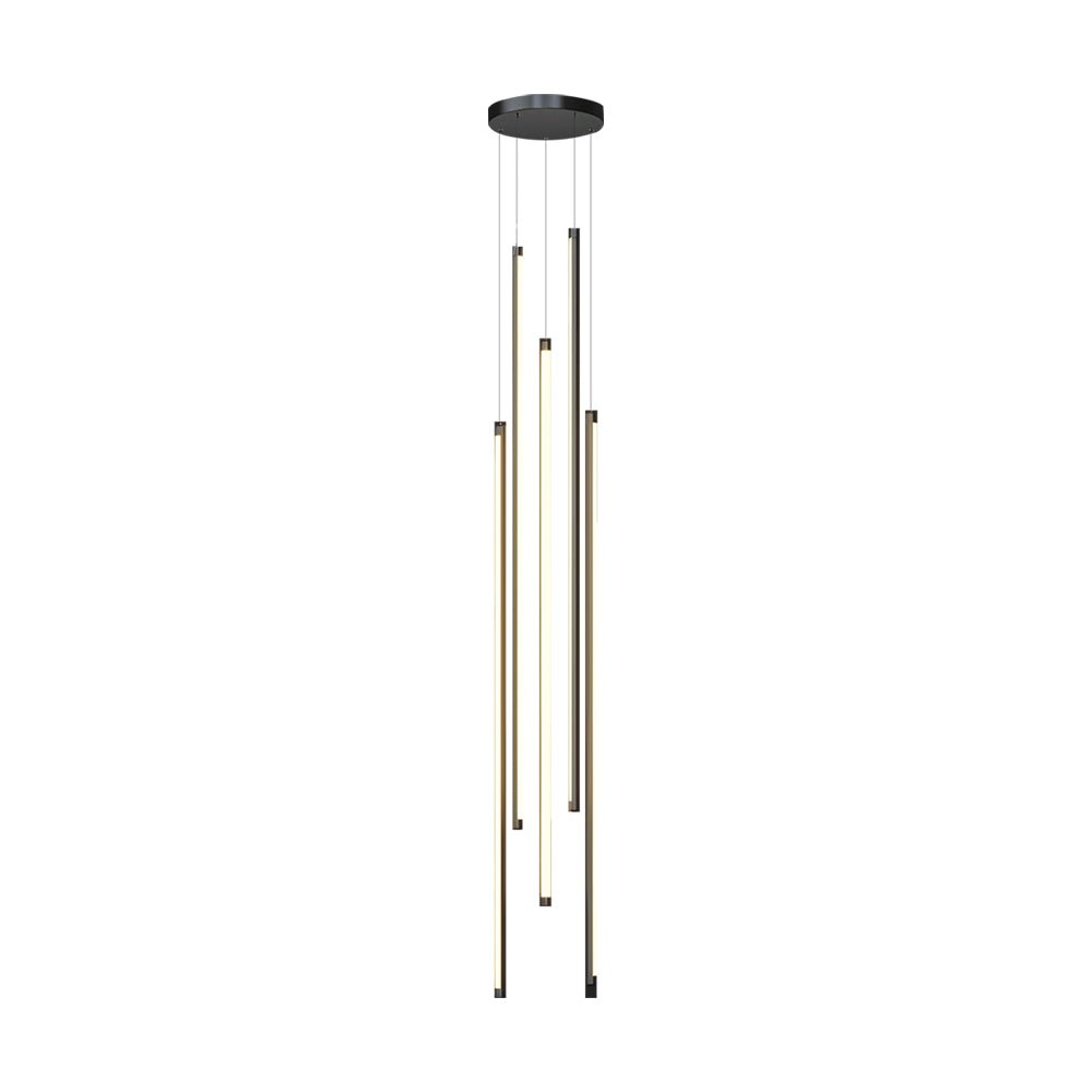 Staircase Chandelier Aluminum Acrylic Black White Strip Integrated LED Modern Remote Control Full Dimming Six Configurations 3-Light to 8-Light