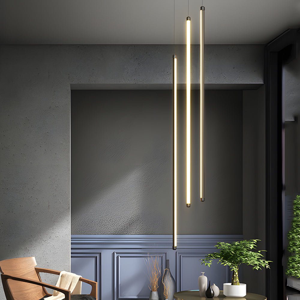 Staircase Chandelier Aluminum Acrylic Black White Strip Integrated LED Modern Remote Control Full Dimming Six Configurations 3-Light to 8-Light