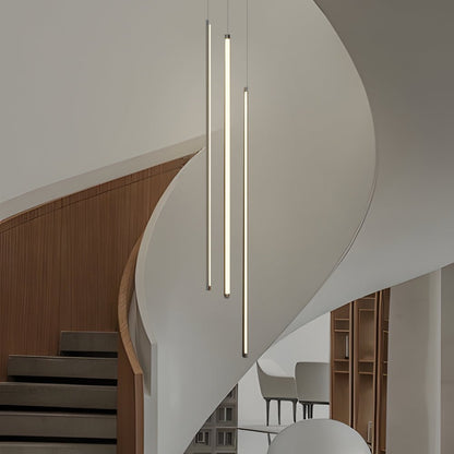 Staircase Chandelier Aluminum Acrylic Black White Strip Integrated LED Modern Remote Control Full Dimming Six Configurations 3-Light to 8-Light