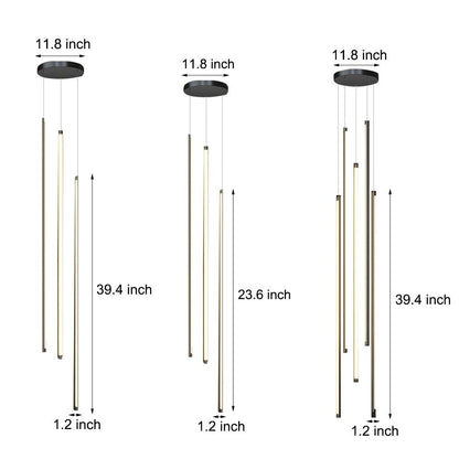 Staircase Chandelier Aluminum Acrylic Black White Strip Integrated LED Modern Remote Control Full Dimming Six Configurations 3-Light to 8-Light