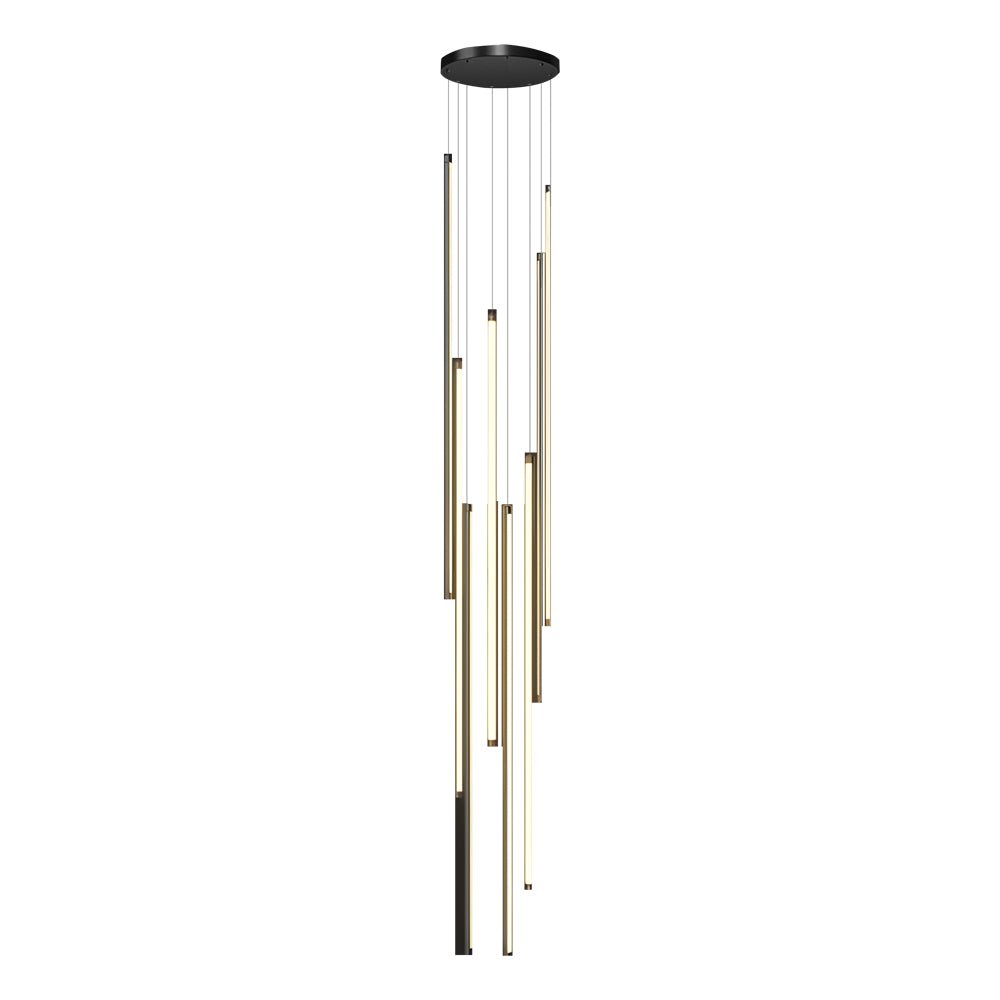 Staircase Chandelier Aluminum Acrylic Black White Strip Integrated LED Modern Remote Control Full Dimming Six Configurations 3-Light to 8-Light