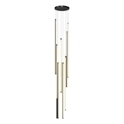 Staircase Chandelier Aluminum Acrylic Black White Strip Integrated LED Modern Remote Control Full Dimming Six Configurations 3-Light to 8-Light