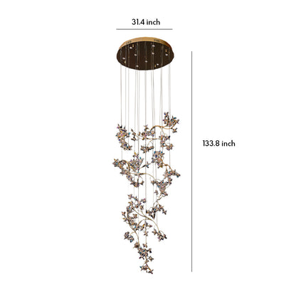 Crystal Ring Staircase Chandelier Colorful LED Chrome 90W 3000K 4000K 6000K