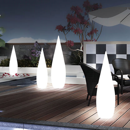 Modern Teardrop LED Outdoor Floor Lamp IP65 Solar/Hardwired/Battery White PE