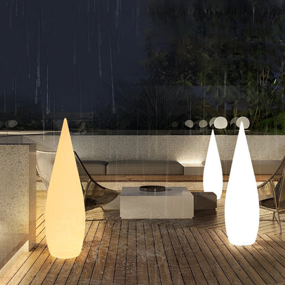 Modern Teardrop LED Outdoor Floor Lamp IP65 Solar/Hardwired/Battery White PE