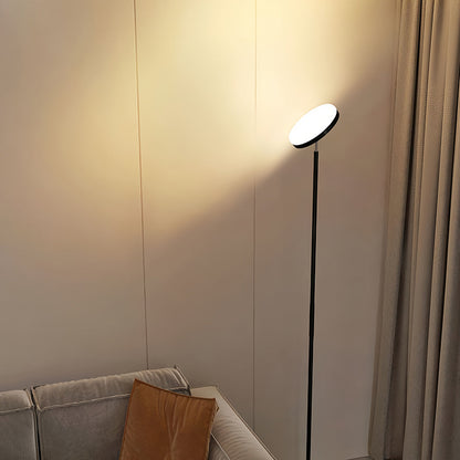 Modern Floor Lamp LED 360 Degree Adjustable Head Uplight Downlight Acrylic Disc Iron Dimmable Remote 3 Color Modes Black White 71 Inch