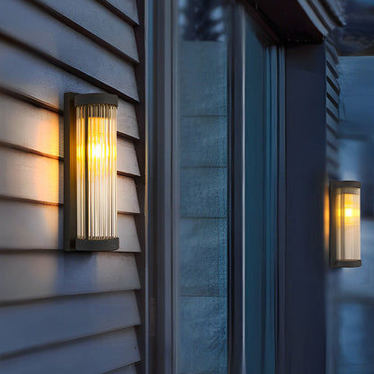Modern Black Outdoor Wall Sconce Solar or Hardwired Stainless Steel Glass LED 3000K