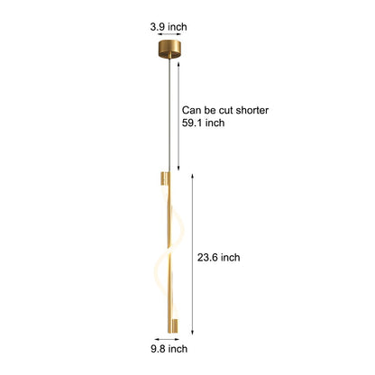 Vertical Spiral Rope Shade Copper LED Pendant Light with Remote Dimming
