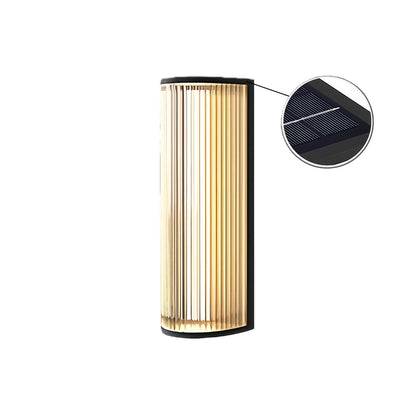 Vertical Fluted Stainless Steel LED Outdoor Wall Sconce IP65 Solar/Hardwired