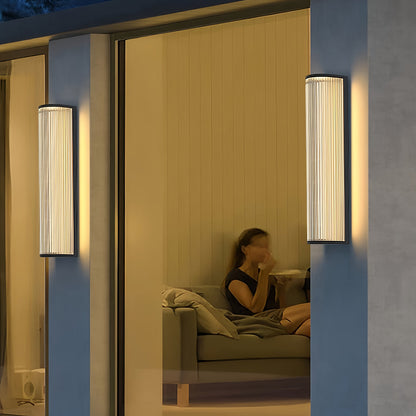 Vertical Fluted Stainless Steel LED Outdoor Wall Sconce IP65 Solar/Hardwired