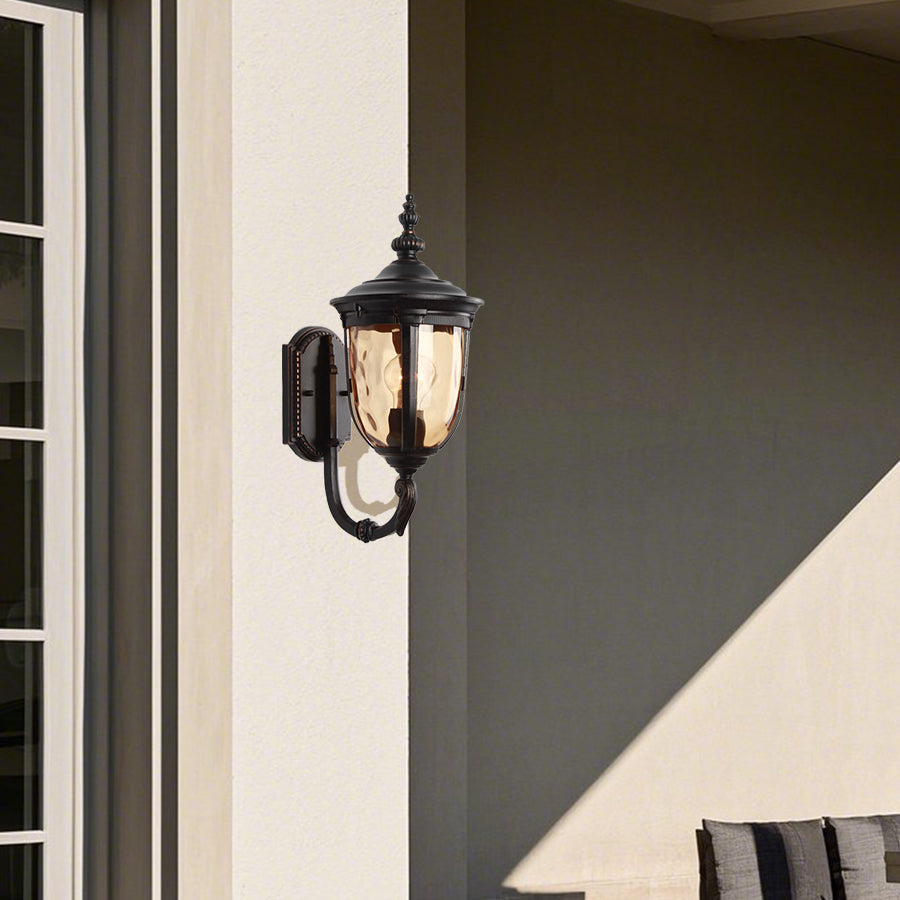 Copper-Tone Retro Outdoor Wall Lantern E27 IP54 American Style Die-Cast
