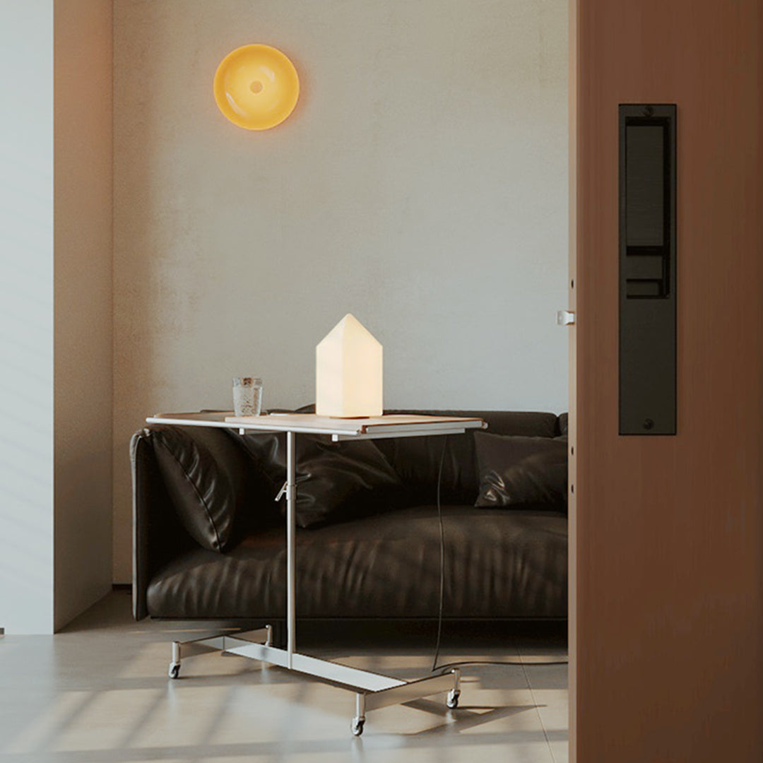 Architectural House Shape Table Lamp White Metal Glass LED Warm Night Light 3W Two Sizes