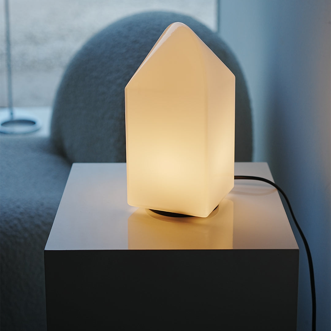 Architectural House Shape Table Lamp White Metal Glass LED Warm Night Light 3W Two Sizes