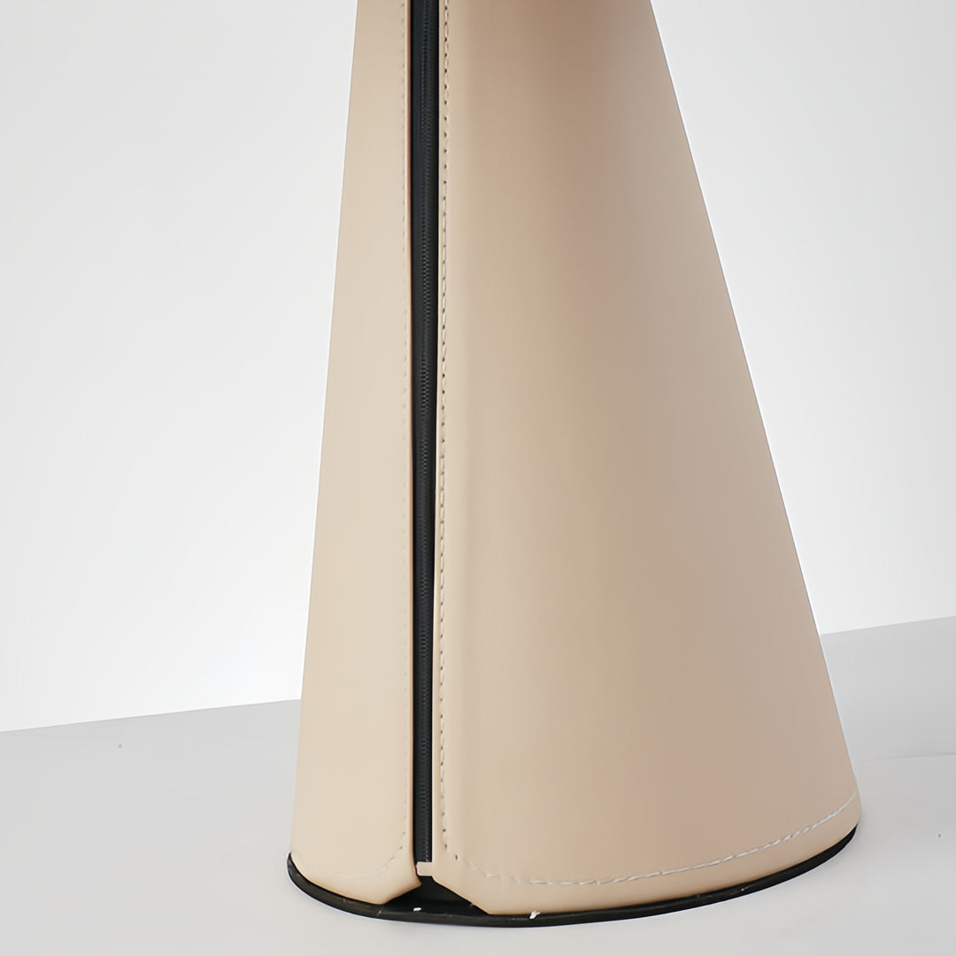Modern Table Lamp Leather Wrapped Base Pleated Shade LED Warm White E27 Nordic Postmodern Bedside White 22.05 Inch