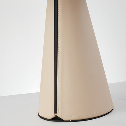Modern Table Lamp Leather Wrapped Base Pleated Shade LED Warm White E27 Nordic Postmodern Bedside White 22.05 Inch