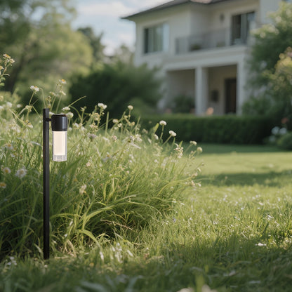 Contemporary Path Light Single Double Head Black Aluminum Glass CRI90 IP65 DC24V 2 Heights