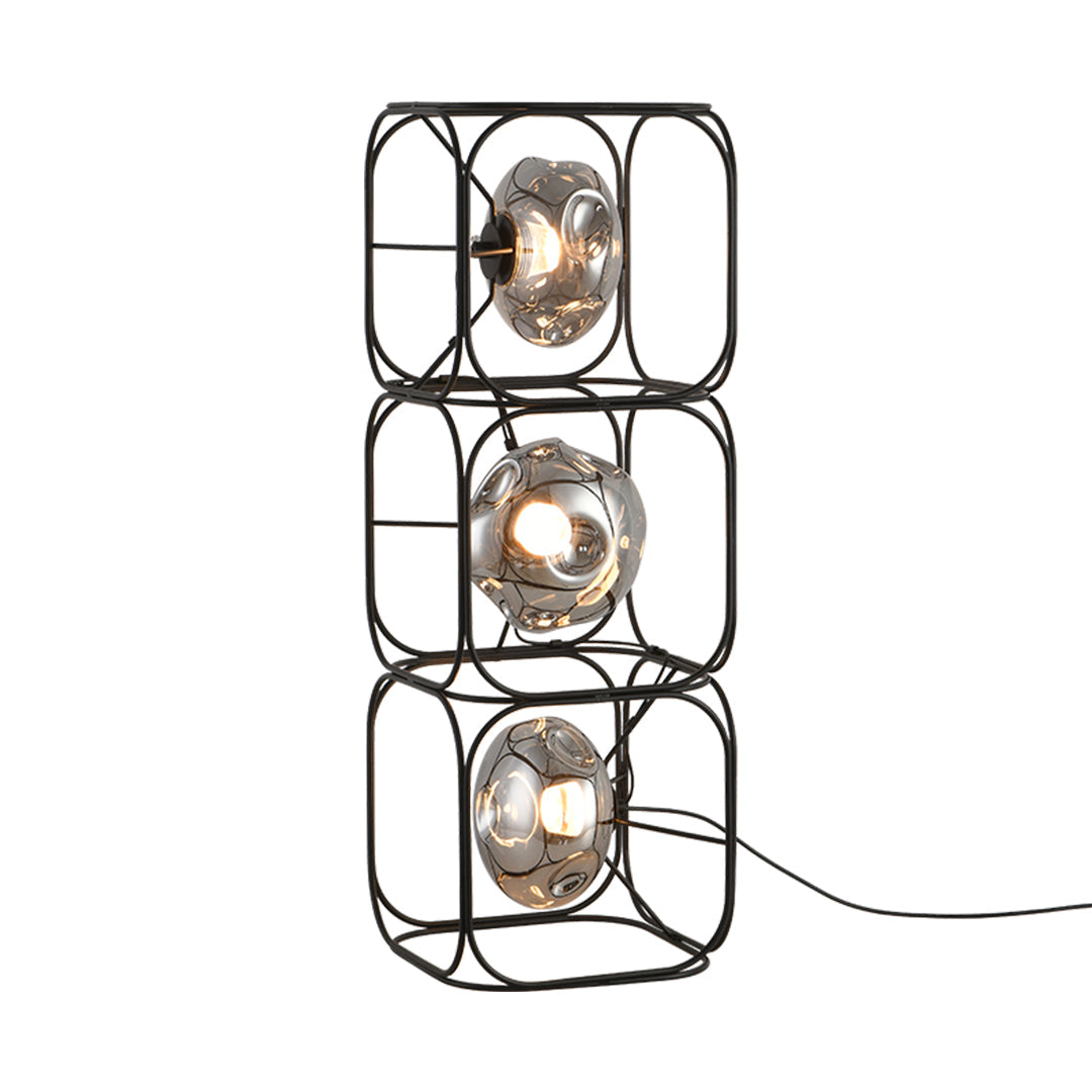 Nordic Stackable Cube LED Table Lamp Black Iron Smoked Glass Full Spectrum Eye Care CRI 97 2 3 or 4 Heads