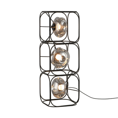 Nordic Stackable Cube LED Table Lamp Black Iron Smoked Glass Full Spectrum Eye Care CRI 97 2 3 or 4 Heads