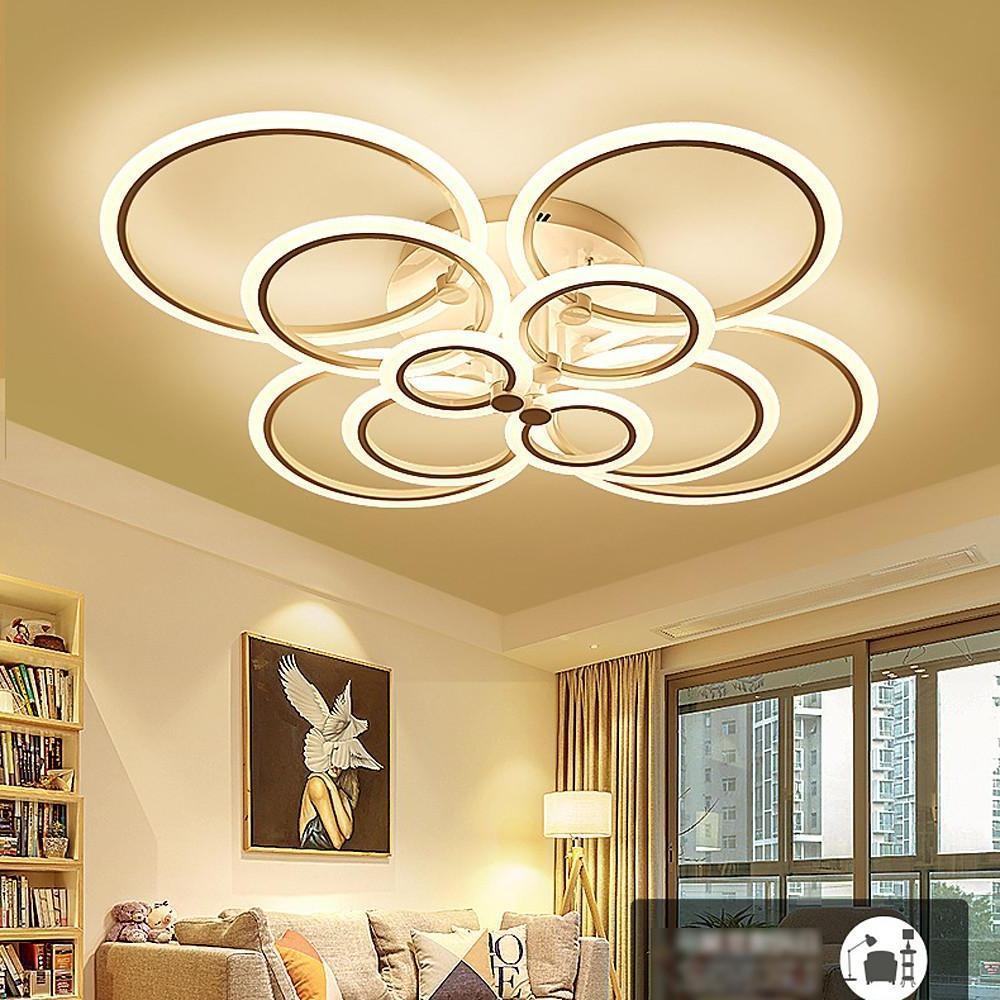 Multi-Circle Cluster Double-Tier Semi-Flush Mount Ceiling Light — Modern Aluminum Acrylic LED 4 6 8 Light