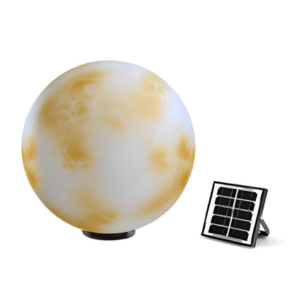 Moon Shaped Outdoor Pillar Light PE Sphere Solar or Hardwired IP65 5 Diameters 3D Lunar Glow Garden