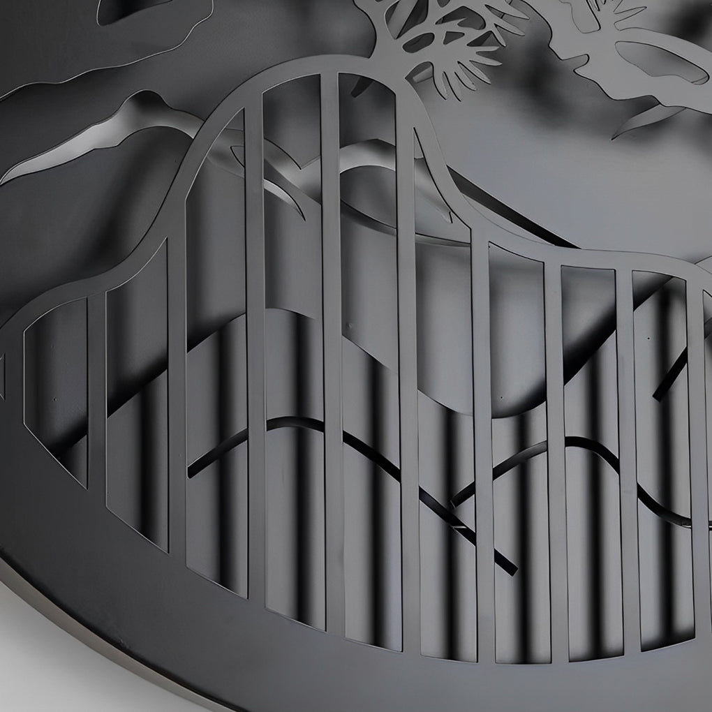 Mountain Landscape Round Outdoor Wall Light Iron LED 3000K 3 Sizes IP54