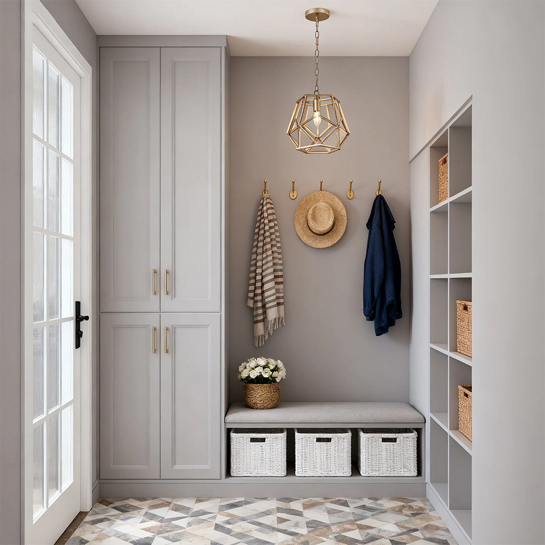 Gold Geometric Pendant Light Nordic Open Cage Polyhedron E12 Kitchen Island Hallway 12 Inch