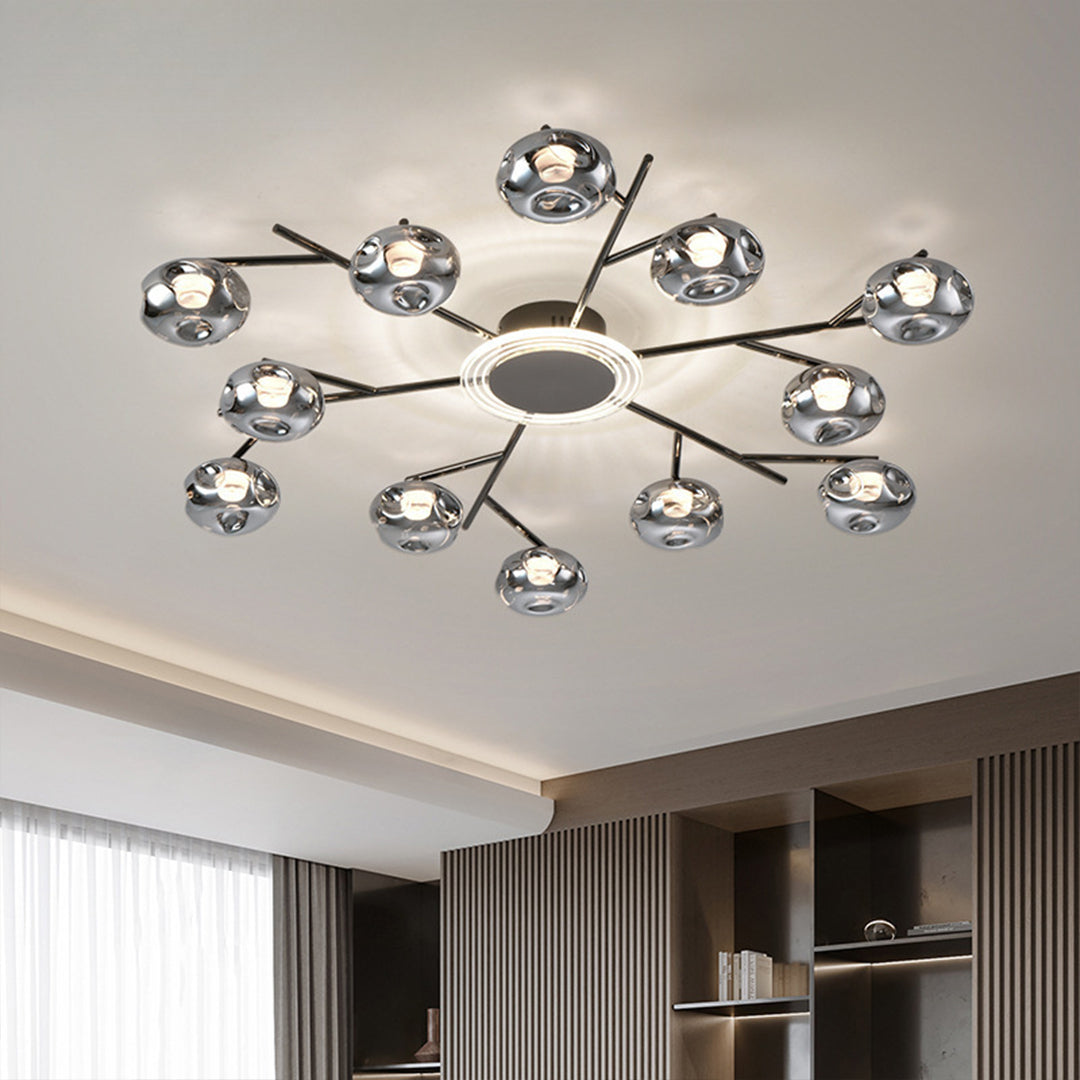 Nordic Branching Semi Flush Mount Black Copper 8 12 Heads