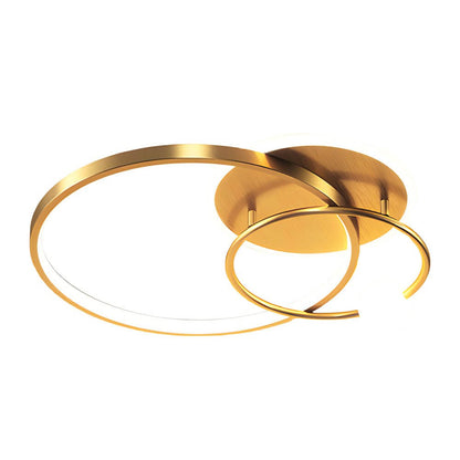 Three Ring Multi-Circle LED Flush Mount Gold White Black Remote Dimming