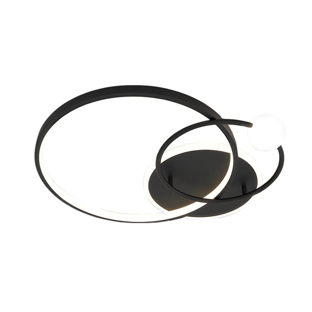 Three Ring Multi-Circle LED Flush Mount Gold White Black Remote Dimming
