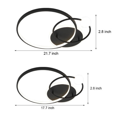 Three Ring Multi-Circle LED Flush Mount Gold White Black Remote Dimming