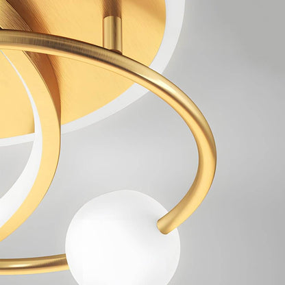 Three Ring Multi-Circle LED Flush Mount Gold White Black Remote Dimming
