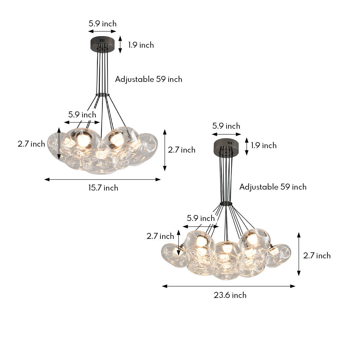 Glass Globe Multi-Head Chandelier with Full-Spectrum Integrated LED