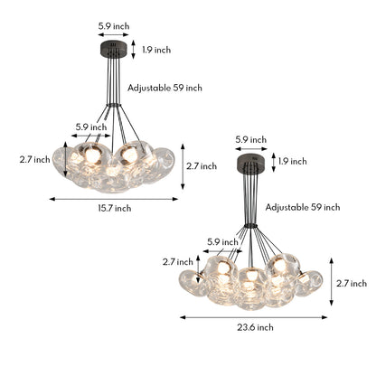 Glass Globe Multi-Head Chandelier with Full-Spectrum Integrated LED