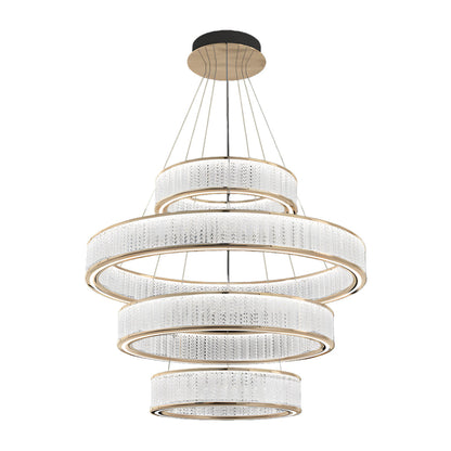 Tiered Crystal Ring Chandelier Gold Aluminium LED 3-Step CCT Bedroom Living Room Hotel