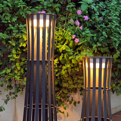 Silhouette Stainless Steel Slat Outdoor Floor Lantern IP54 Solar/Hardwired 3000K
