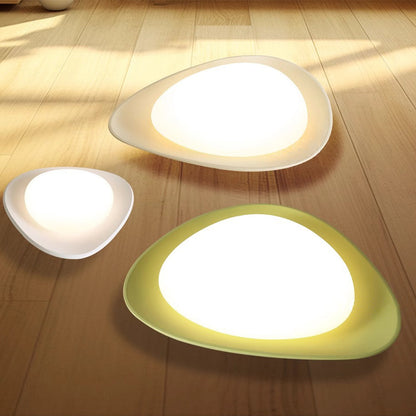 Pebble Shape Full Spectrum Flush Mount Resin Green Beige White Two Sizes