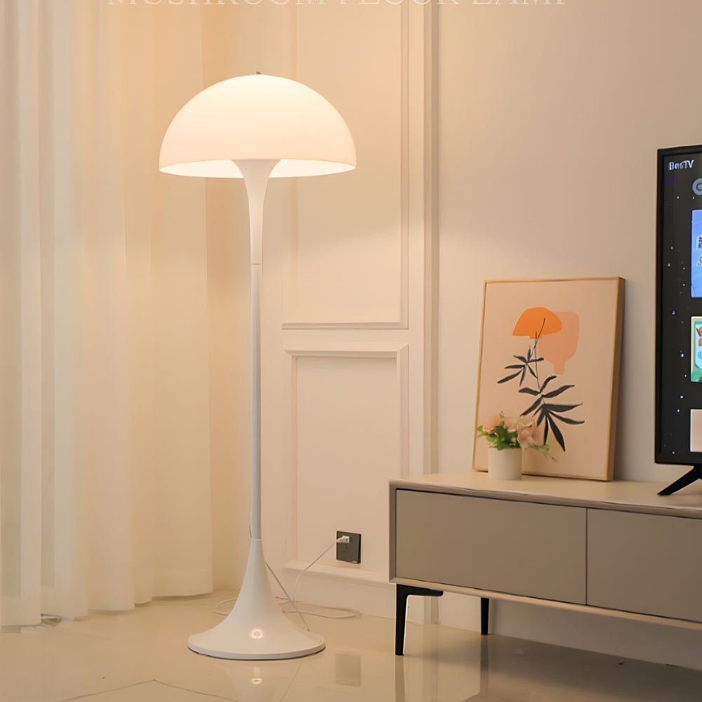 Modern Floor Lamp Mushroom Dome White Acrylic 3 Color Temperature LED Ambient Living Room Bedroom 53 Inch