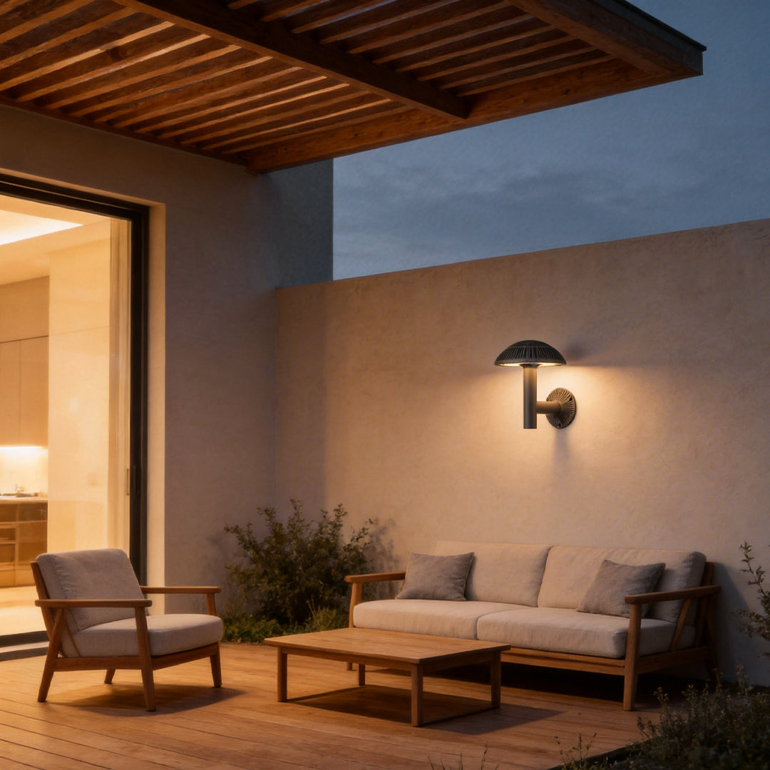 Modern Mushroom LED Outdoor Wall Sconce Aluminum PMMA IP65 9W 2CCT Gray Garden Courtyard Villa