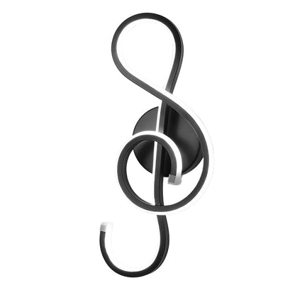 Musical Note LED Wall Sconce Aluminium Modern Decorative Bedroom Hallway Black White