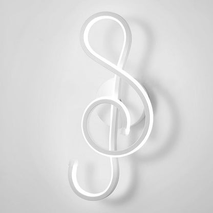 Musical Note LED Wall Sconce Aluminium Modern Decorative Bedroom Hallway Black White