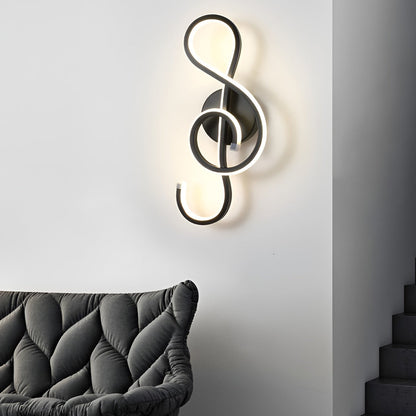 Musical Note LED Wall Sconce Aluminium Modern Decorative Bedroom Hallway Black White