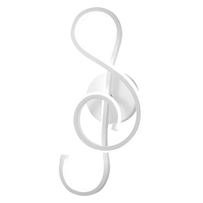 Musical Note LED Wall Sconce Aluminium Modern Decorative Bedroom Hallway Black White