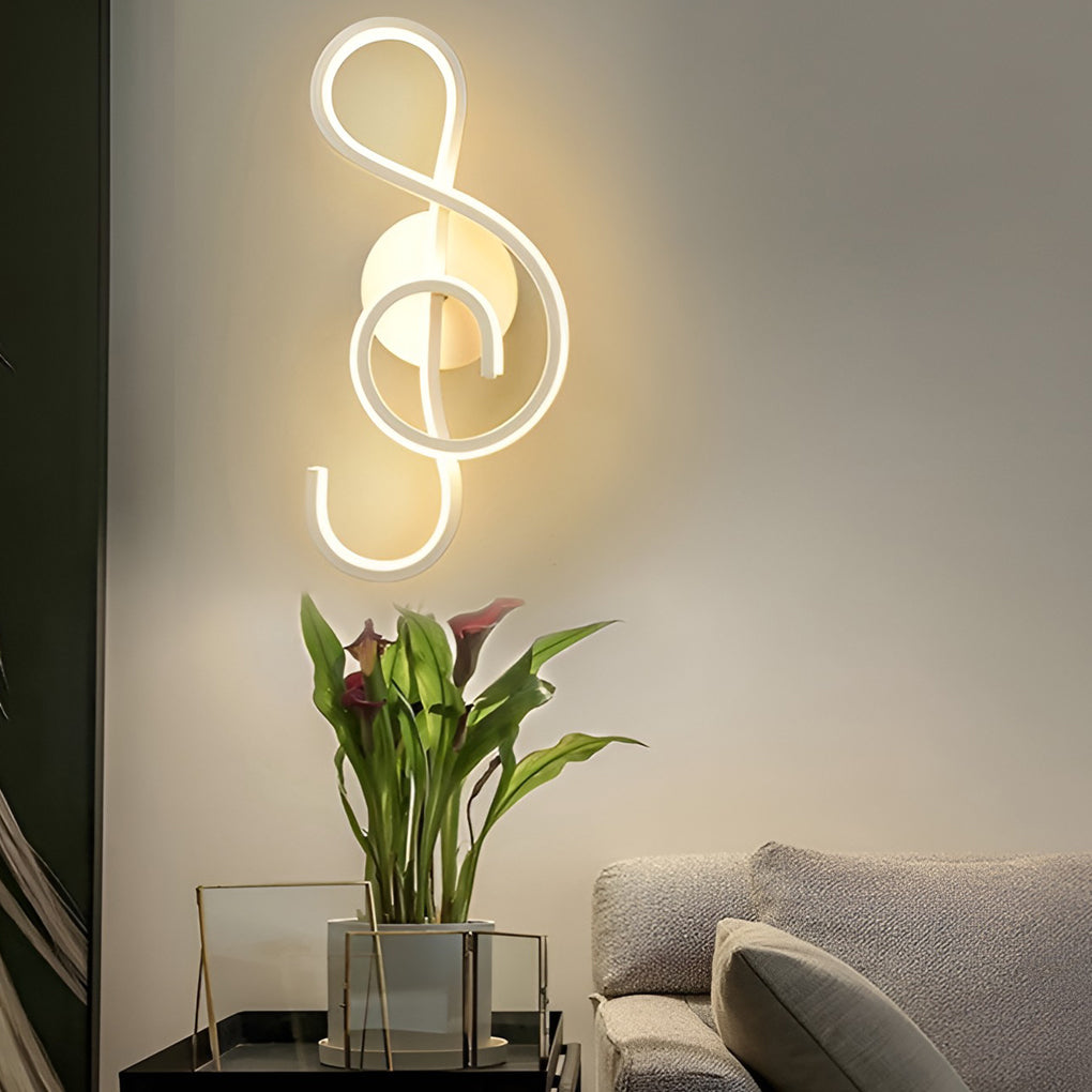 Musical Note LED Wall Sconce Aluminium Modern Decorative Bedroom Hallway Black White