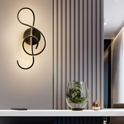 Musical Note LED Wall Sconce Aluminium Modern Decorative Bedroom Hallway Black White